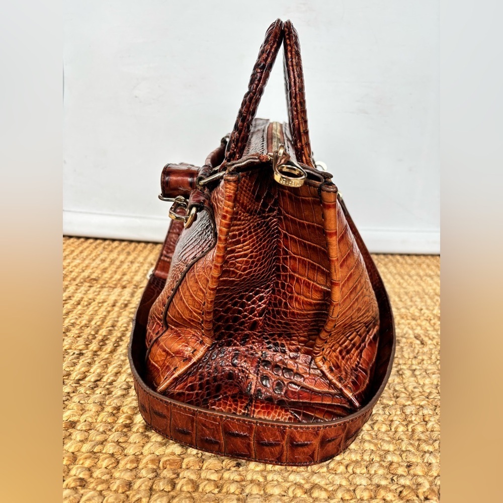 RARE Vintage Ted Baker Brown 100% Leather Crocodile Embossed Bag - Picture 9 of 16
